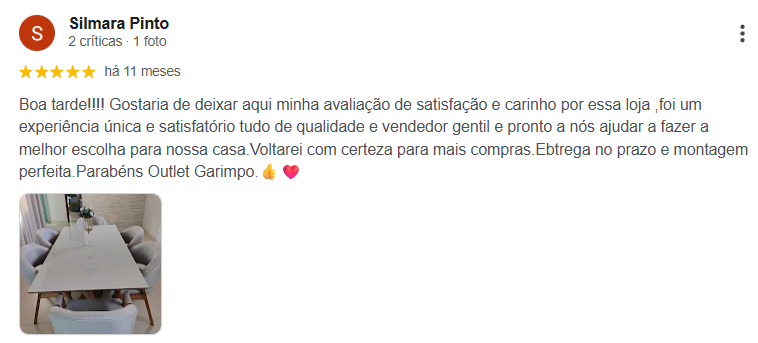 Avaliação real de cliente Garimpo Outlet 3